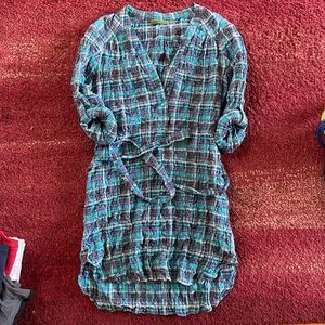 Velvet plaid shirt dress size medium